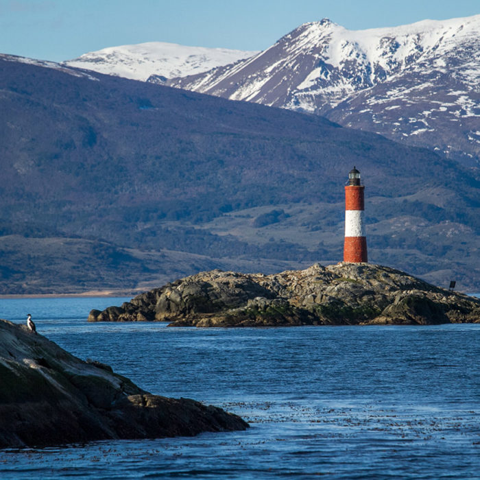 Leuchtturm im Beagle-Kanal bei Ushuaia in Patagonien